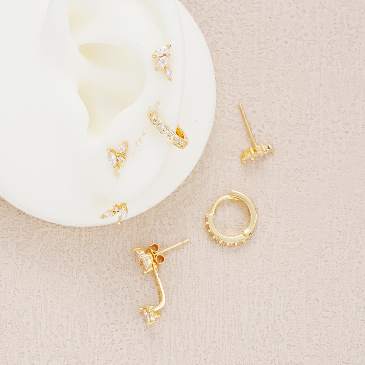 Zircon Teardrop Stacked Earrings Set