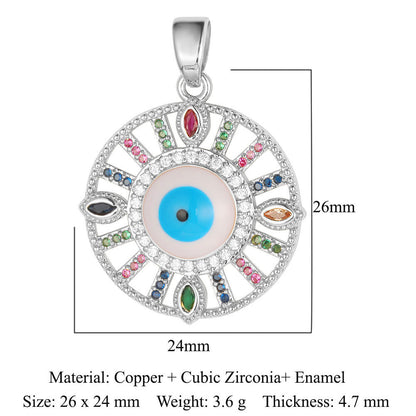 Copper zircon pendant evil eye blue eyes