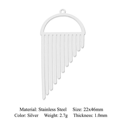 5 pcs/pack geometric square titanium steel pendant ginkgo biloba DIY