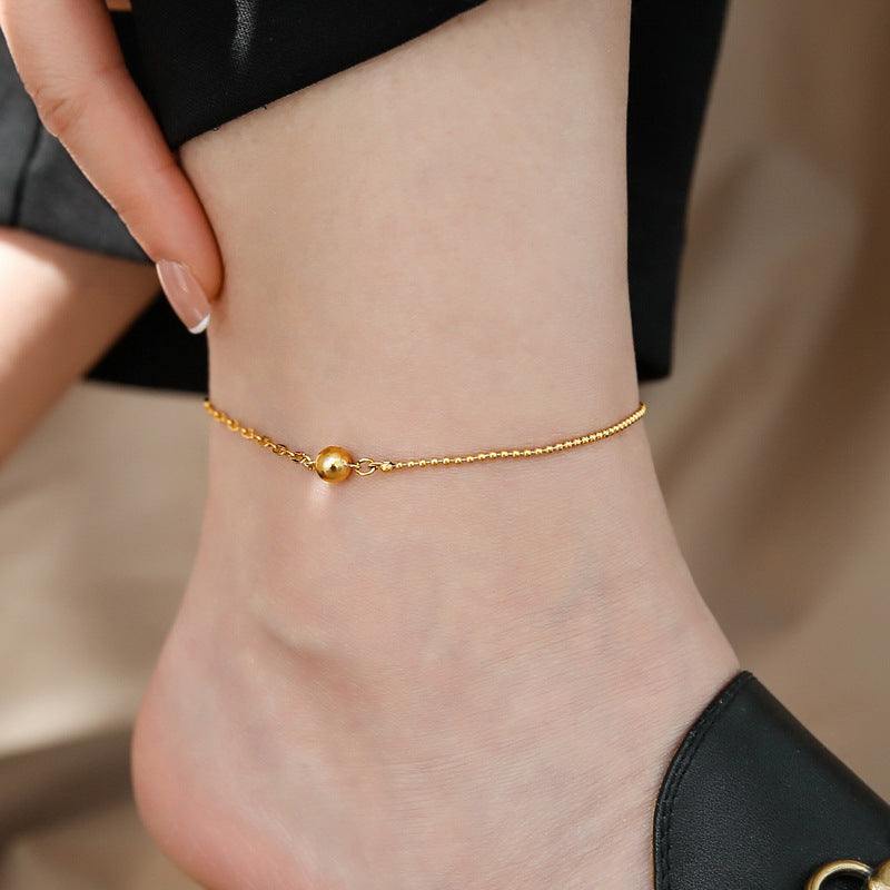 Women's Non-Fading Titanium Steel Anklet with 18K Gold Beads