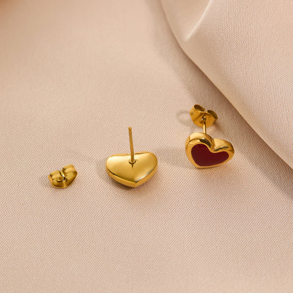 peach heart stud earrings