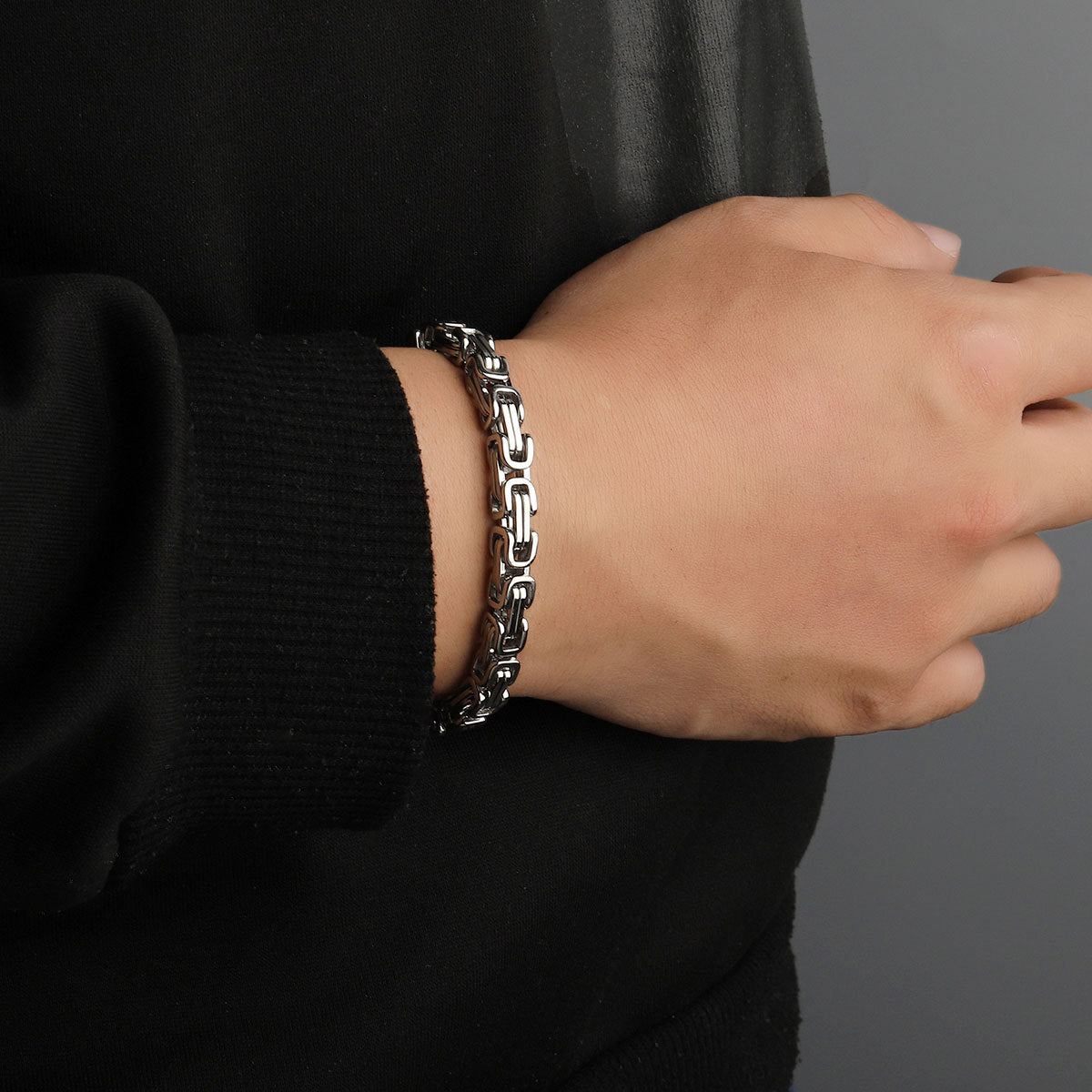 Pulsera de cadena cubana de acero de titanio estilo hip hop 