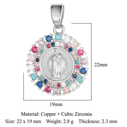 Copper zircon Virgin Mary pendant pendant