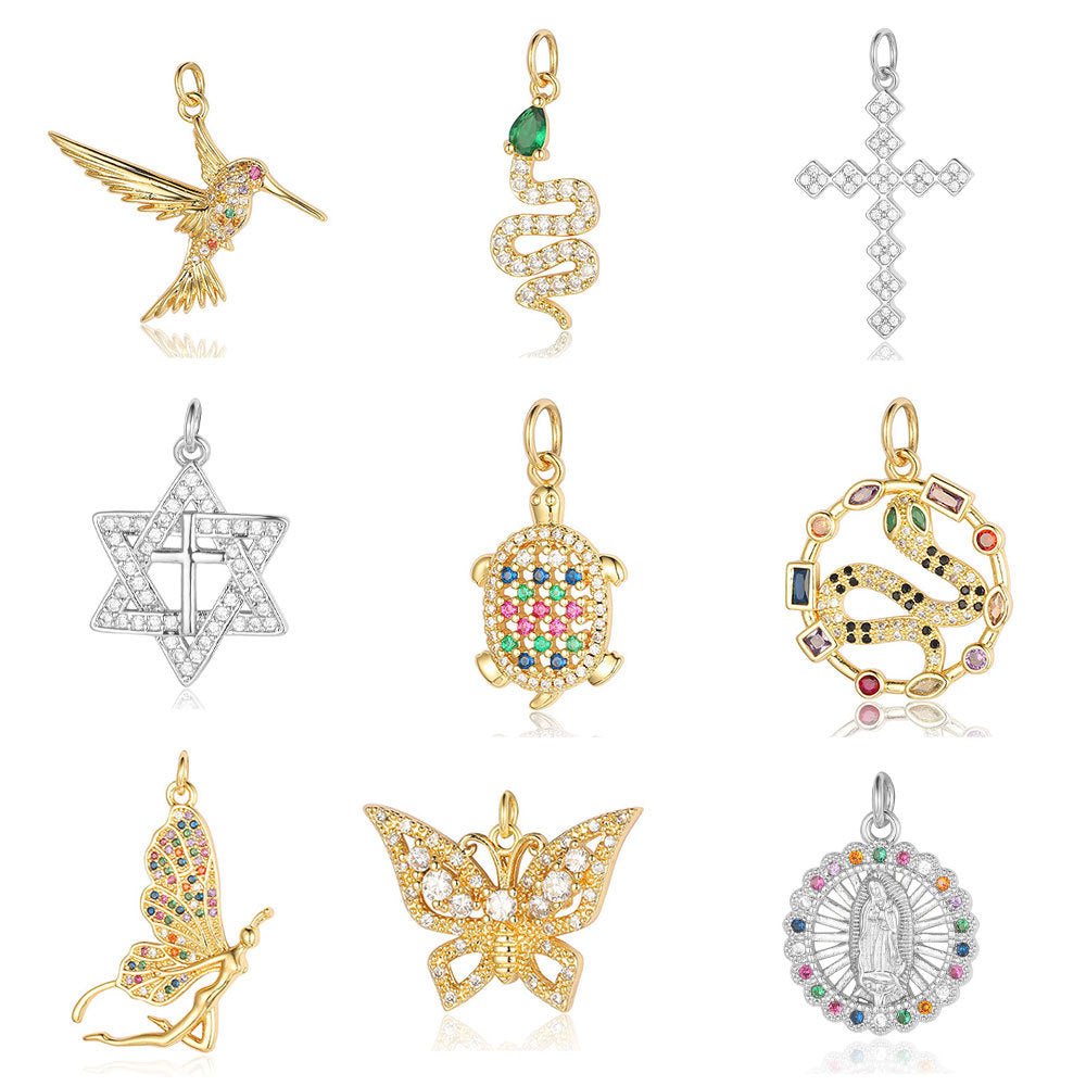 Copper Zircon Cross Virgin Necklace Pendant