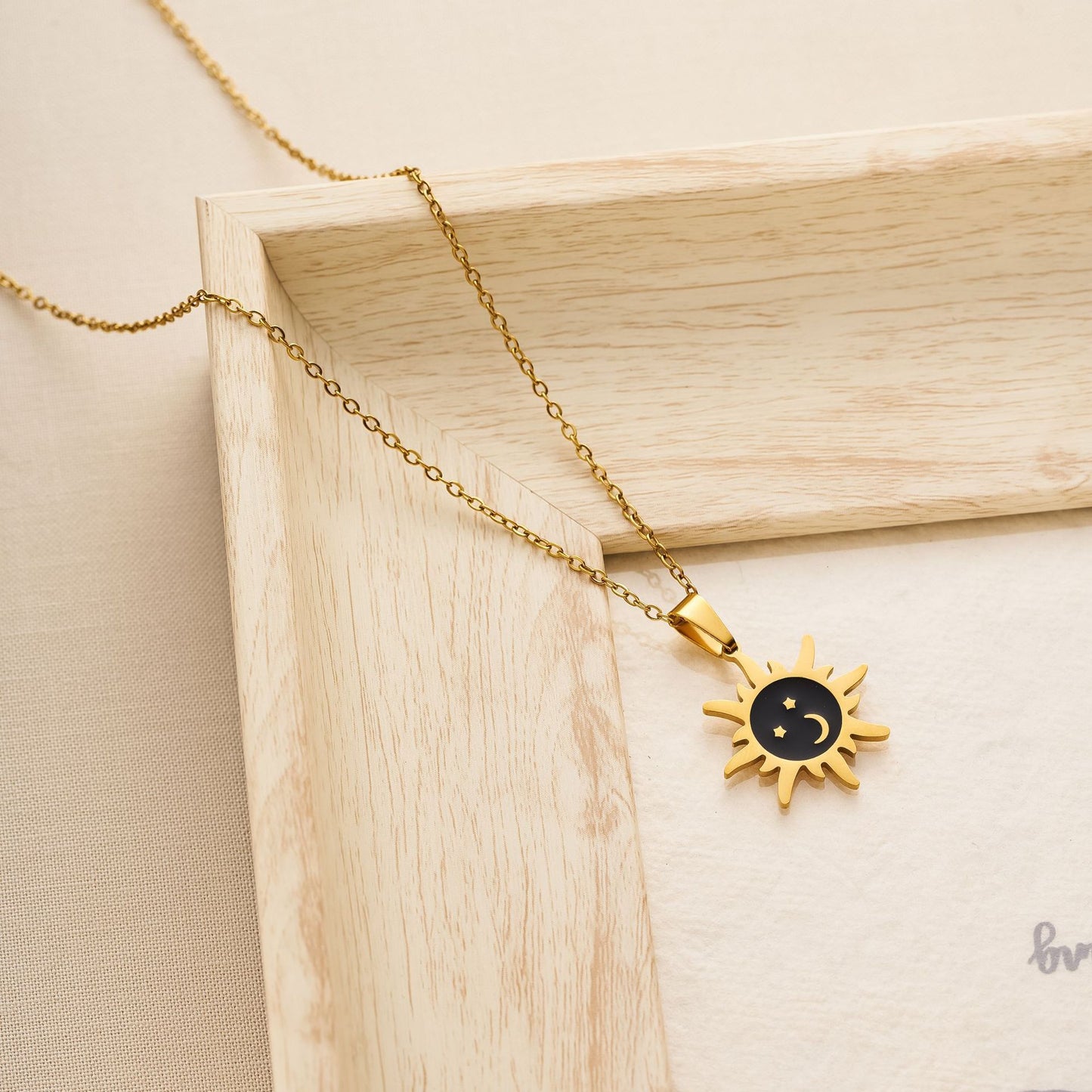 Titanium Steel Sun & Moon Necklace