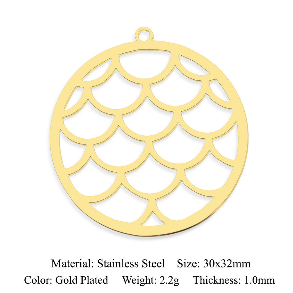 5 pcs/bag Ocean Wave Fish Scale Titanium Steel Pendant