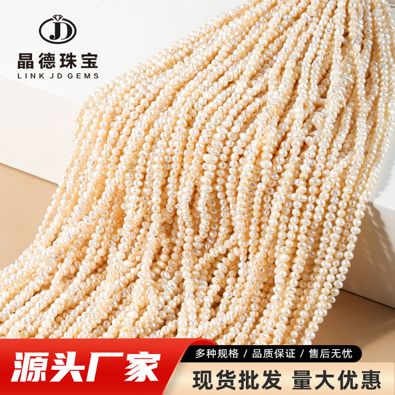 3-3.5 mm natural freshwater pearl thread oval loose beads
