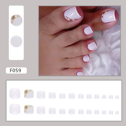 French Diamond Glitter Toe Nails
