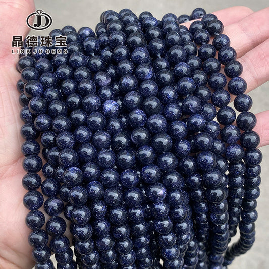 Star blue sand stone round beads blue sand stone loose beads
