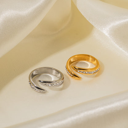 Anillo abierto de diamantes blancos 