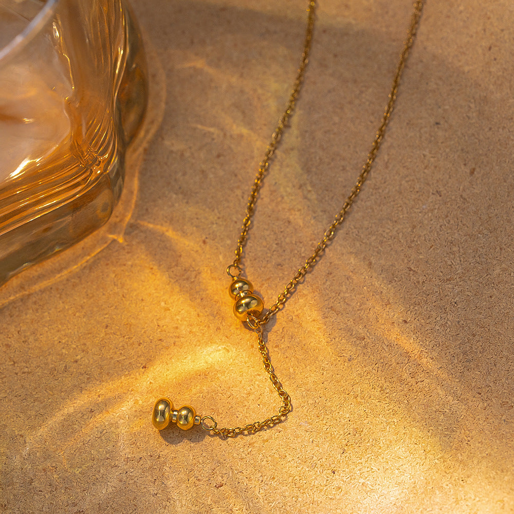 Titanium Steel Gourd Tassel Necklace