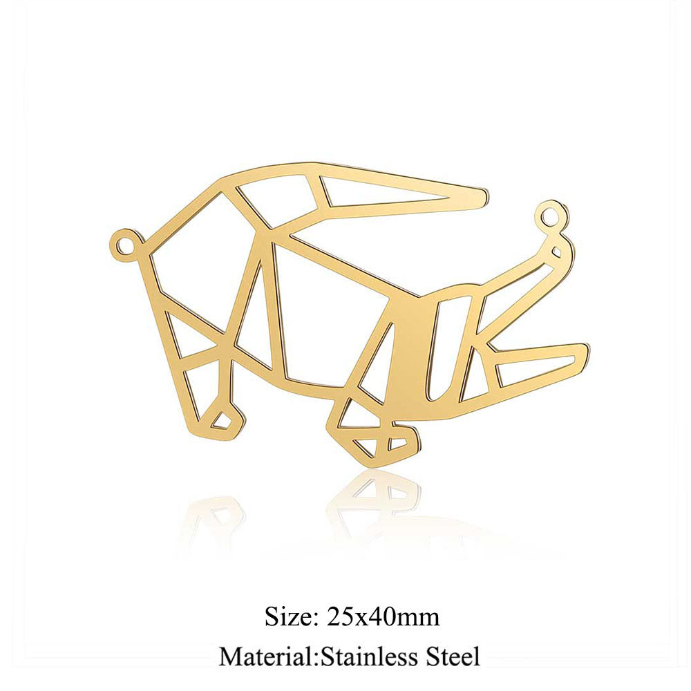 5 pcs/titanium steel large accessories paper-cut animal pendant