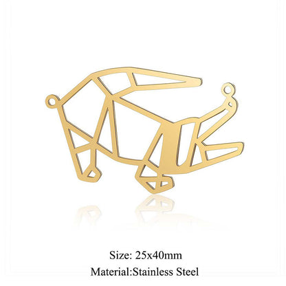 5 pcs/titanium steel large accessories paper-cut animal pendant