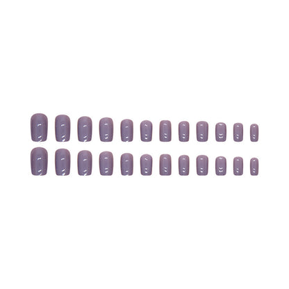 Pegatinas para uñas cuadradas de color morado liso, 24 piezas 