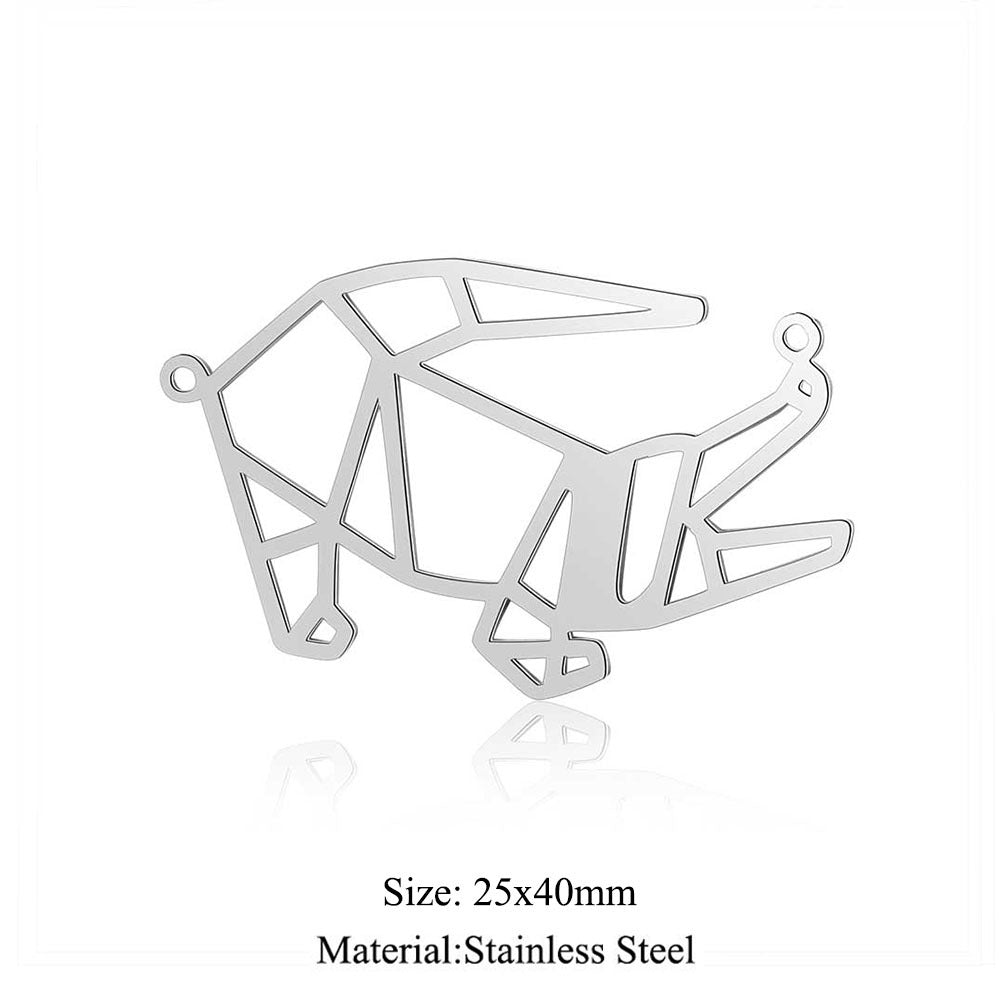 5 pcs/titanium steel large accessories paper-cut animal pendant