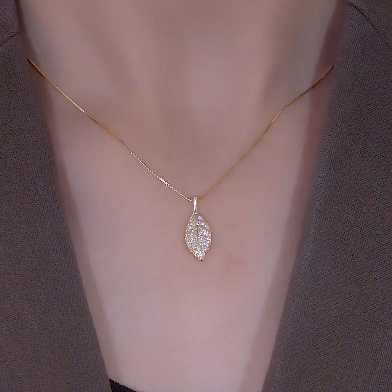 Women's Titanium Steel Leaf Collarbone Necklace