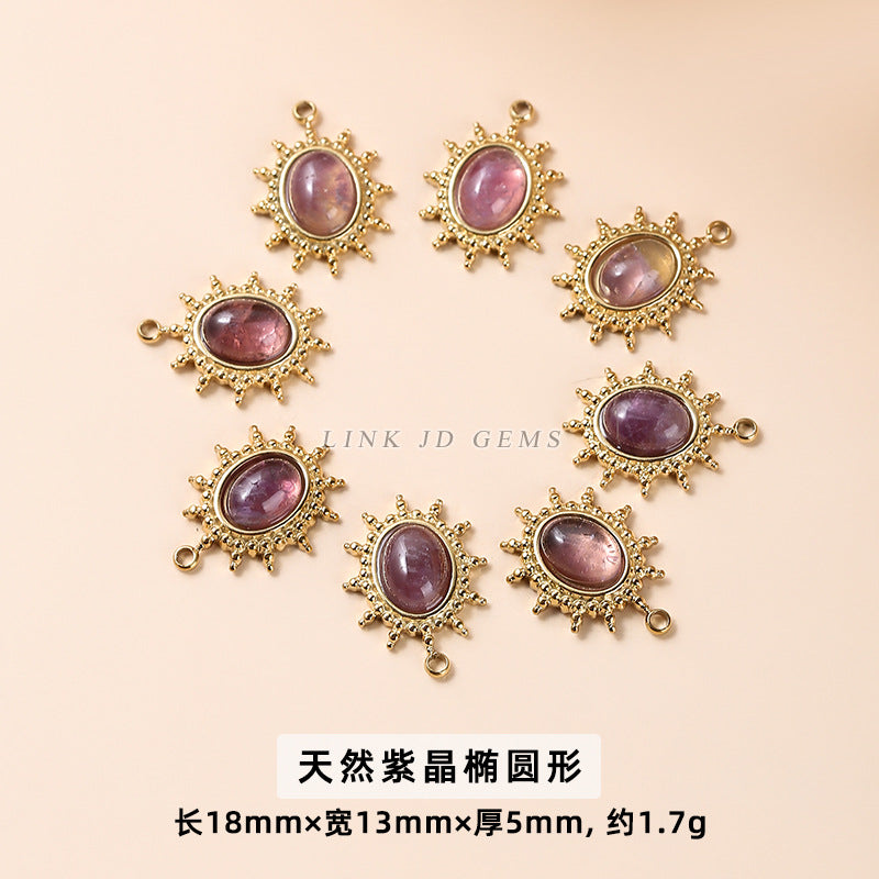 Dongling jade turquoise inlaid stainless steel fan pendant