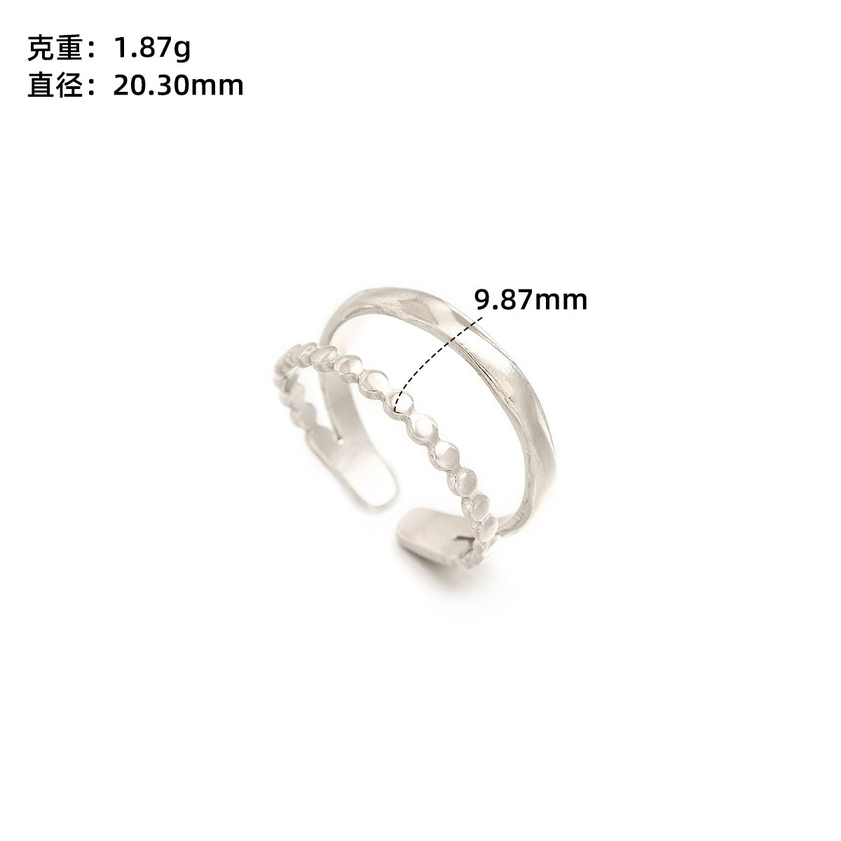 Stainless steel love open ring