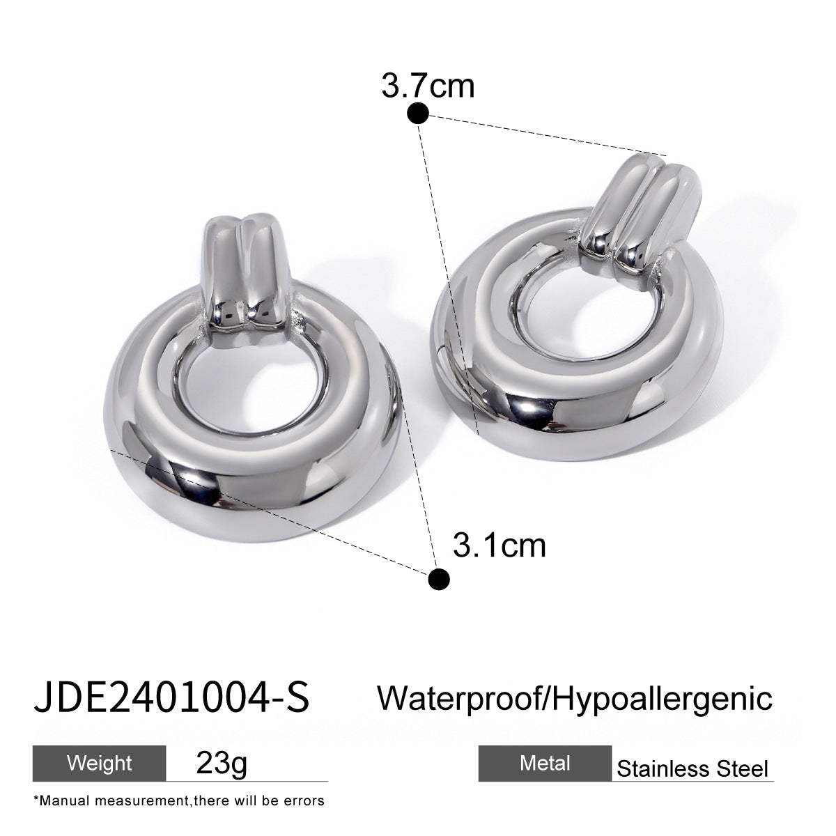 Simple silver titanium steel earrings