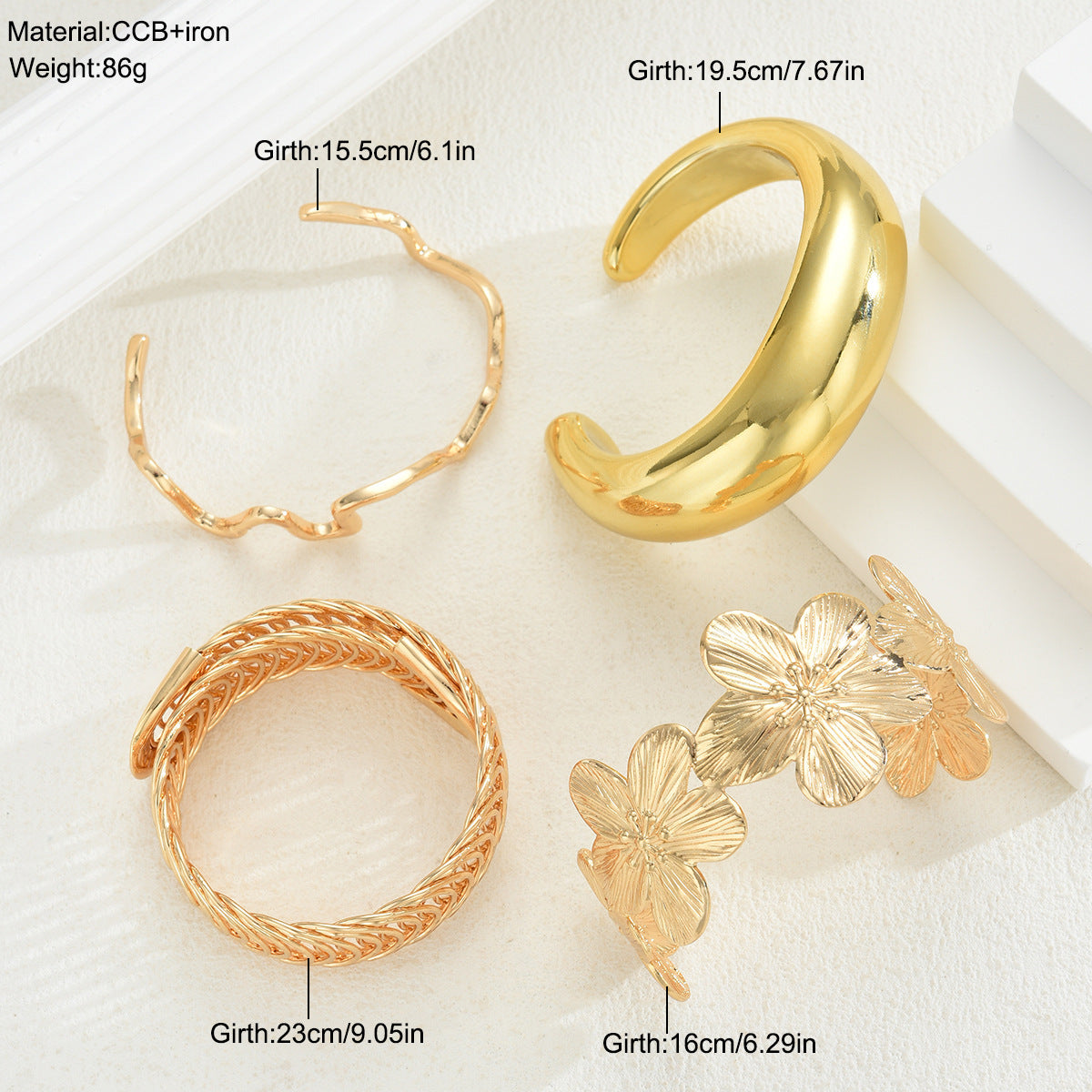 Spring Flower Bracelet 4-Piece Set