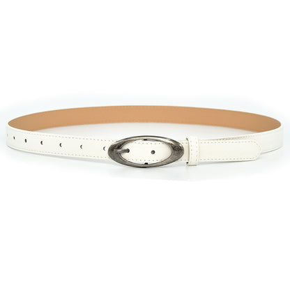 Oval ancient silver alloy buckle belt
