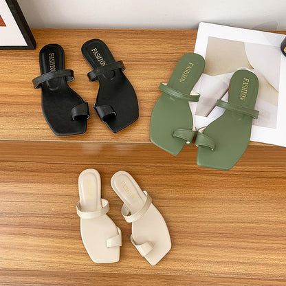 Flat-bottomed cool slippers for women