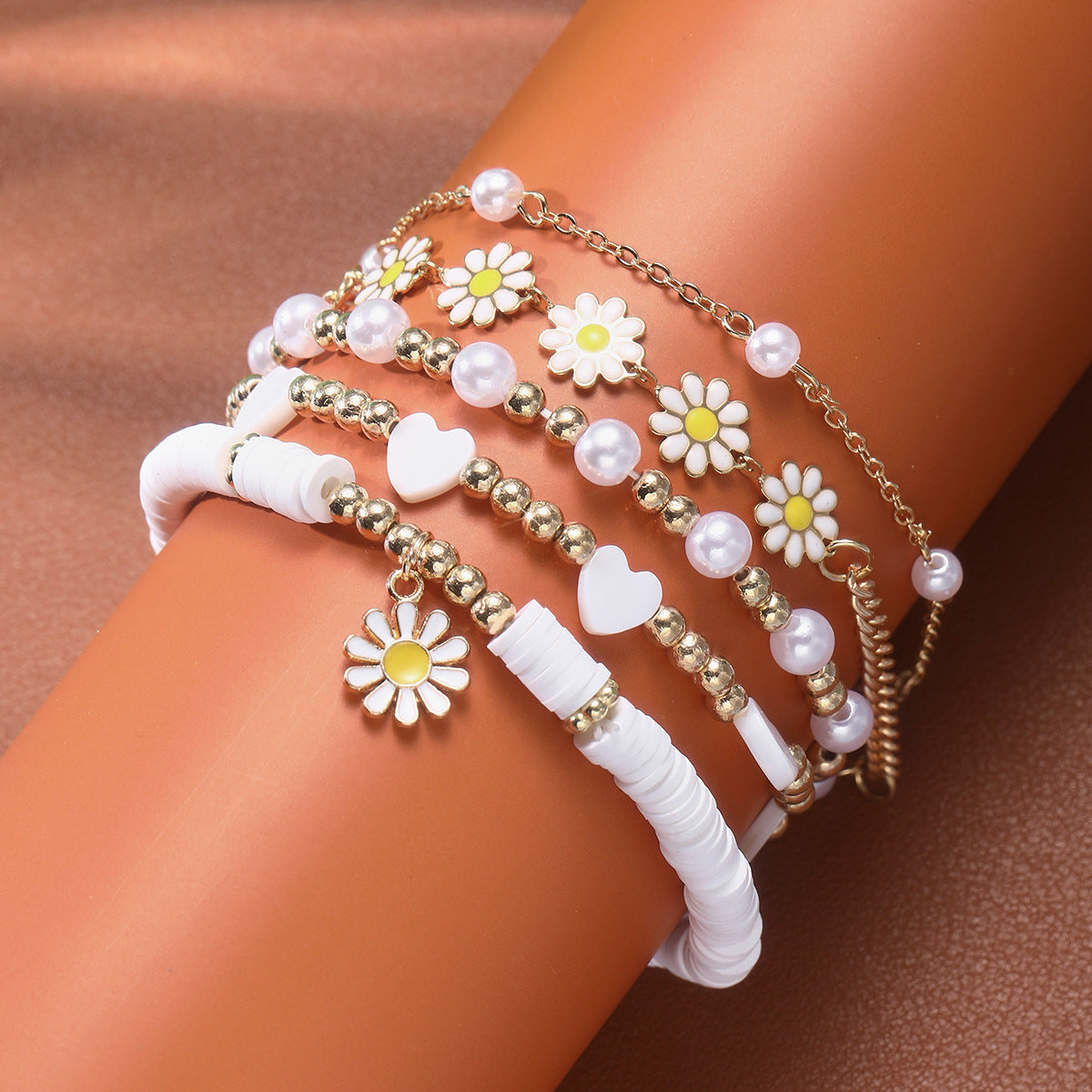 Daisy Pearl Bracelet Set (4-piece)