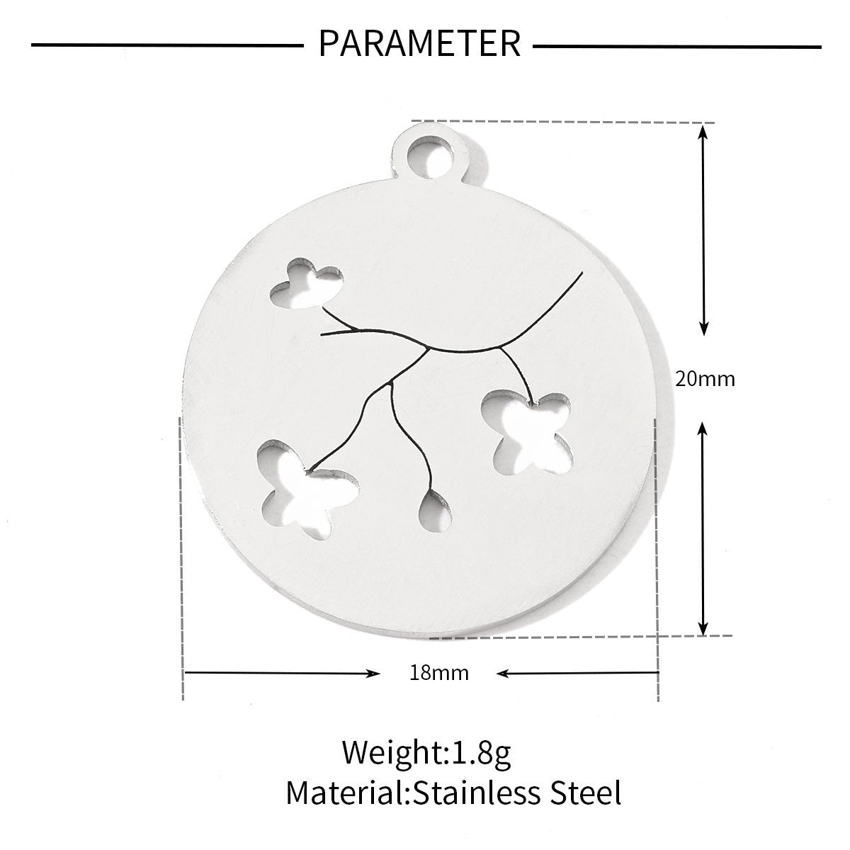 20 pcs/pack Flower Life Tree Hand Titanium Steel Pendant