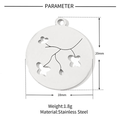 20 pcs/pack Flower Life Tree Hand Titanium Steel Pendant