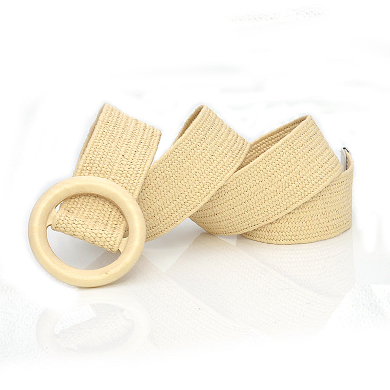 Grass braided women's belt elastic