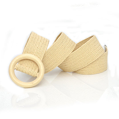 Grass braided women's belt elastic