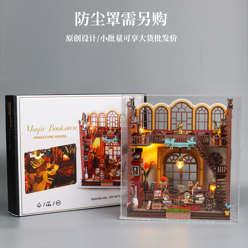Juguete modelo de casa de libro mágico de madera DIY 