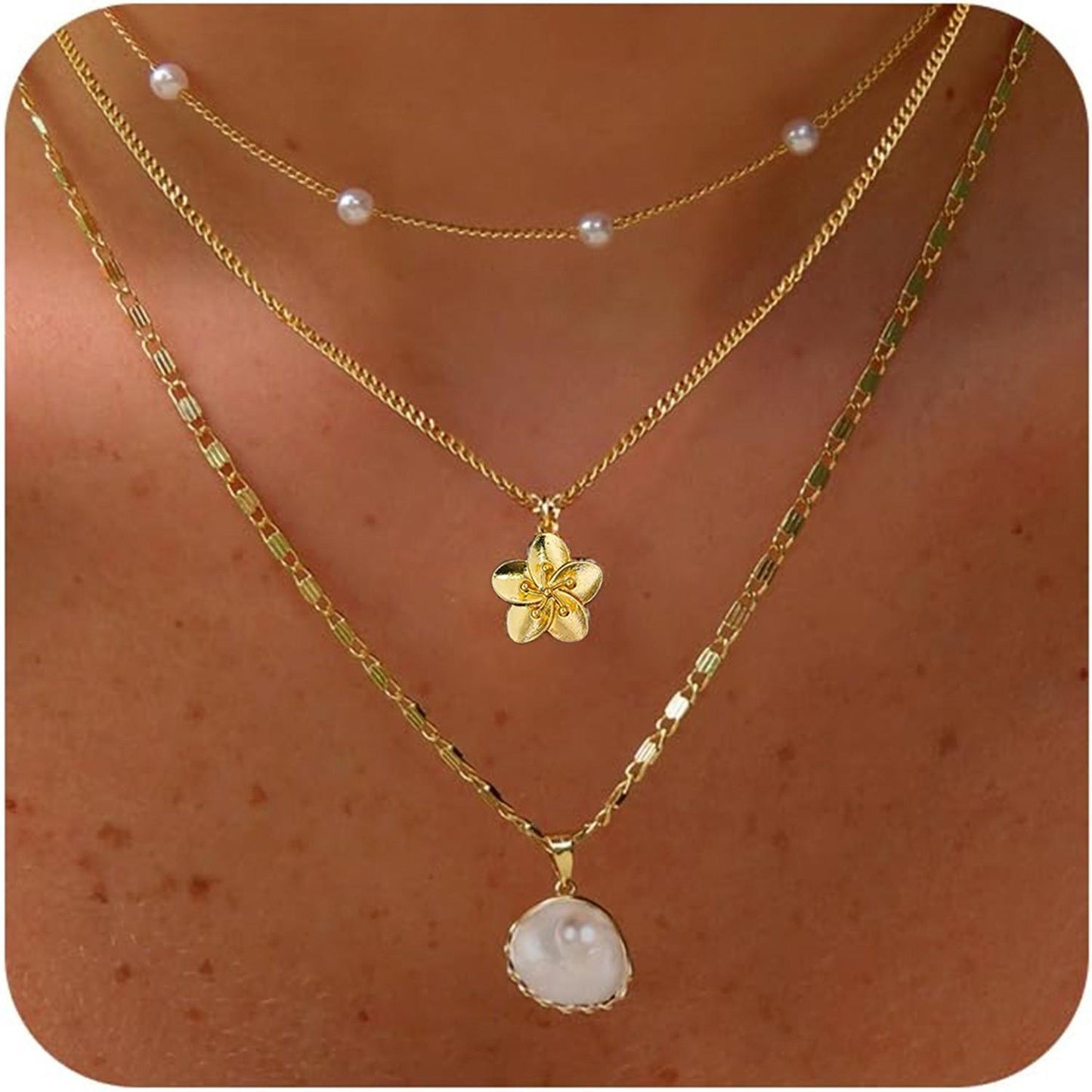 Pearl Shell Multi-Layer Necklace Set