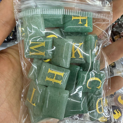 Crystal rectangular 26 English letters carved ornaments