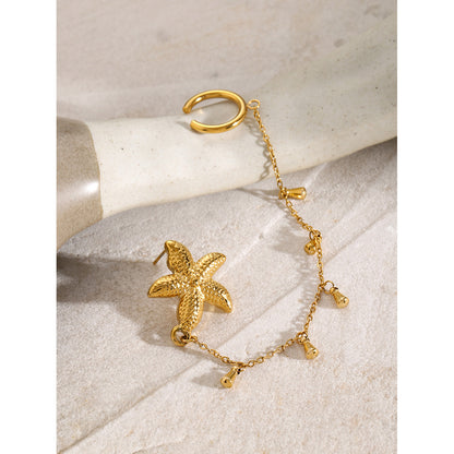 Single starfish teardrop ear clip