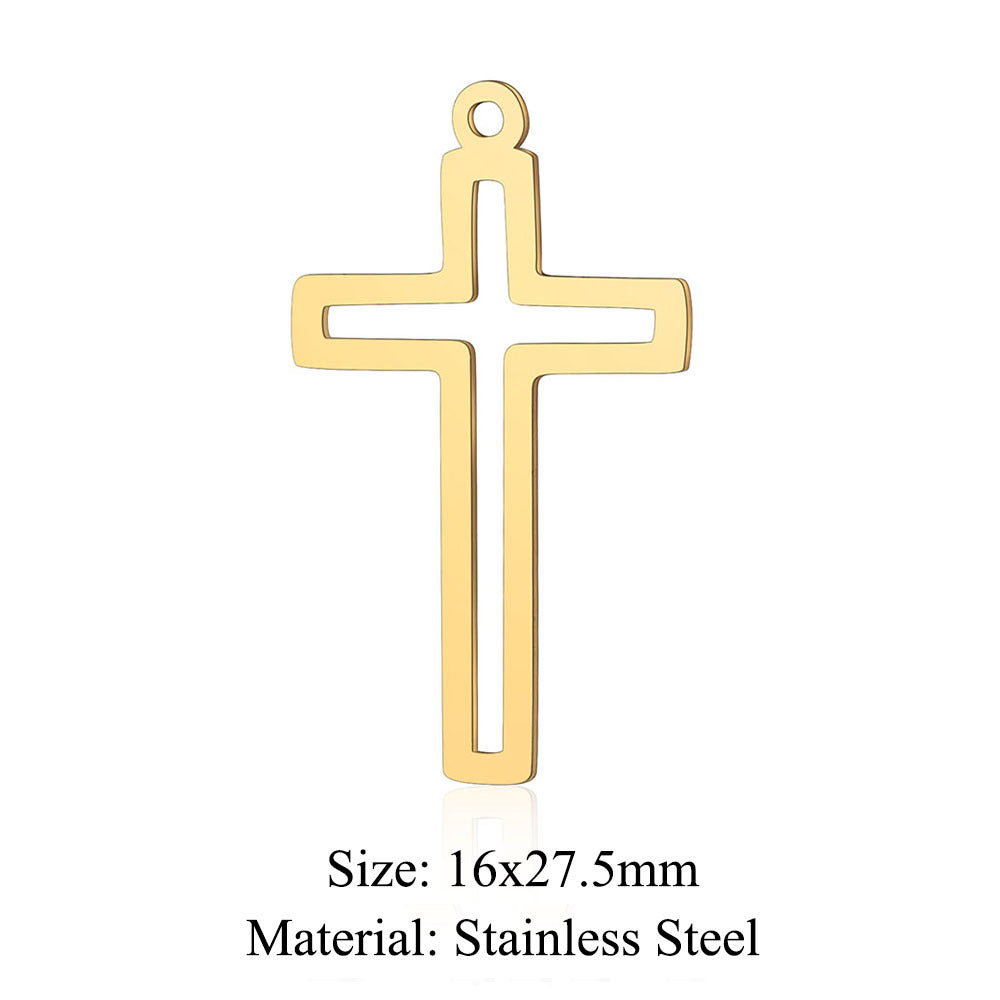 5 pcs/titanium steel hollow cross pendant.