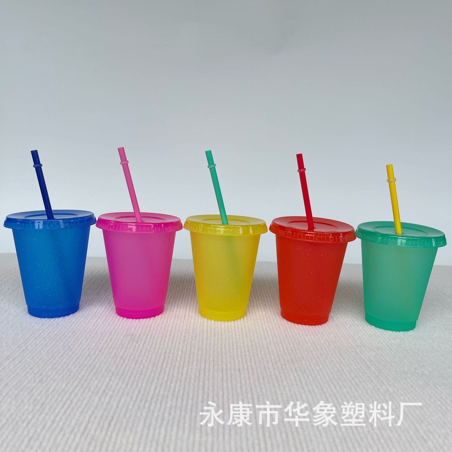 475Ml glitter straw cup