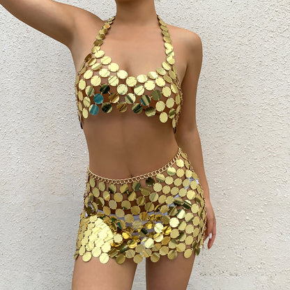 Cadena corporal con lentejuelas sexy para mujer 