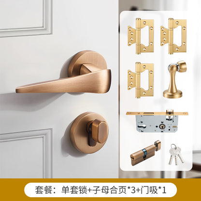 Brass door lock gold silver lock