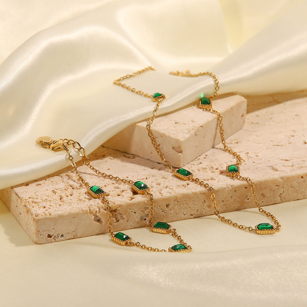 Emerald Zircon Necklace Bracelet