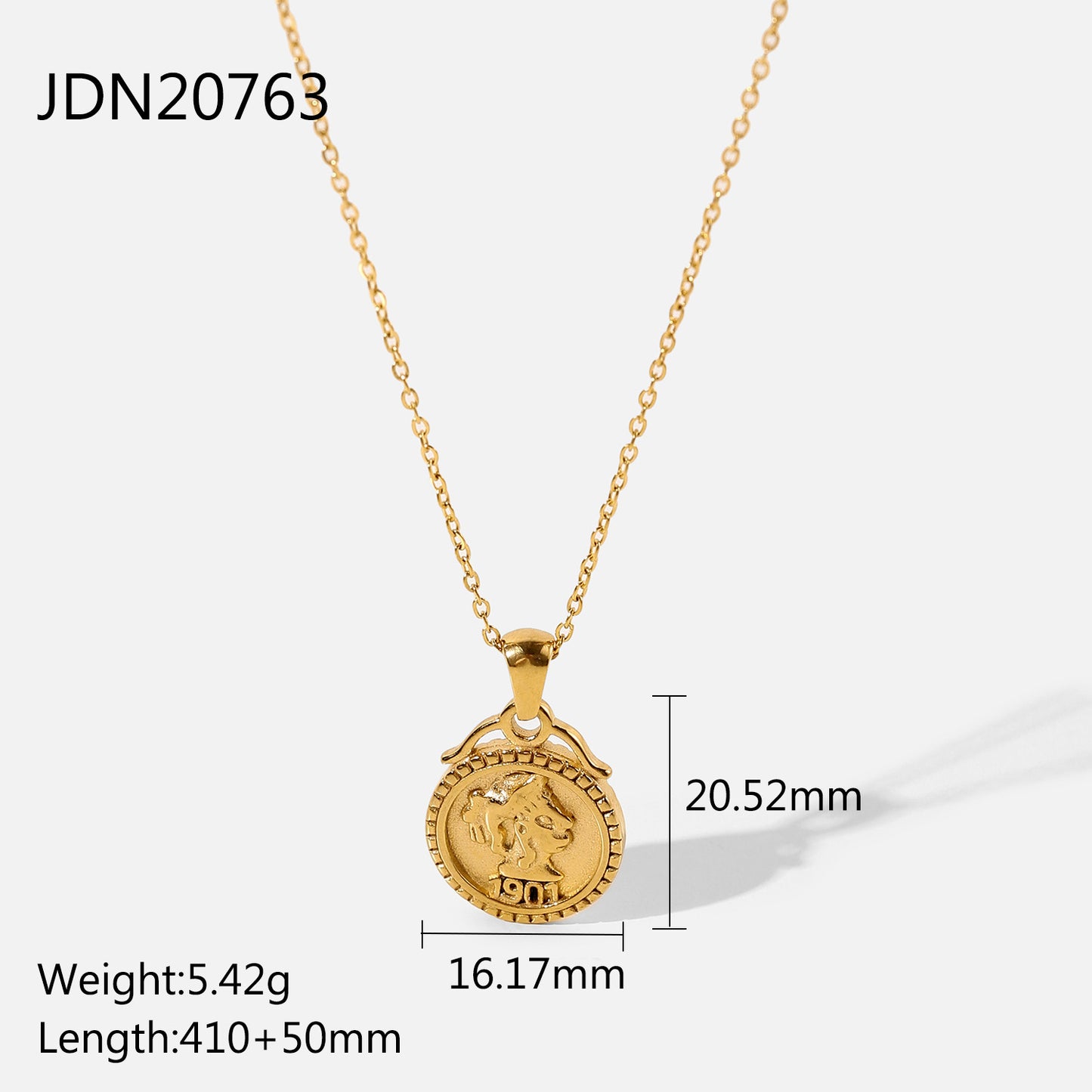 Collar con colgante de moneda con cabeza de reina 