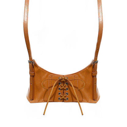 Faux leather strap waist slim fit