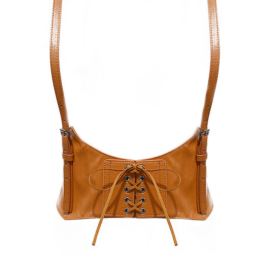 Faux leather strap waist slim fit