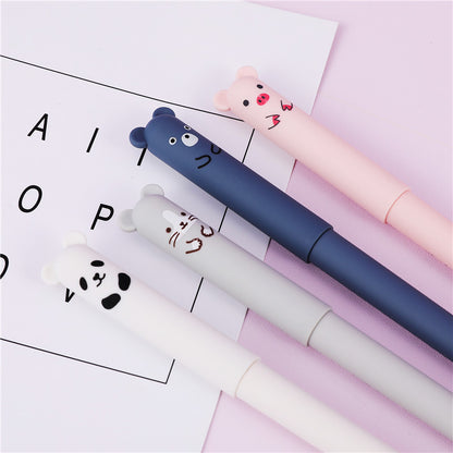 Pen Bear Head Erasable Gel Pen Bullet 0.5mm Black Blue