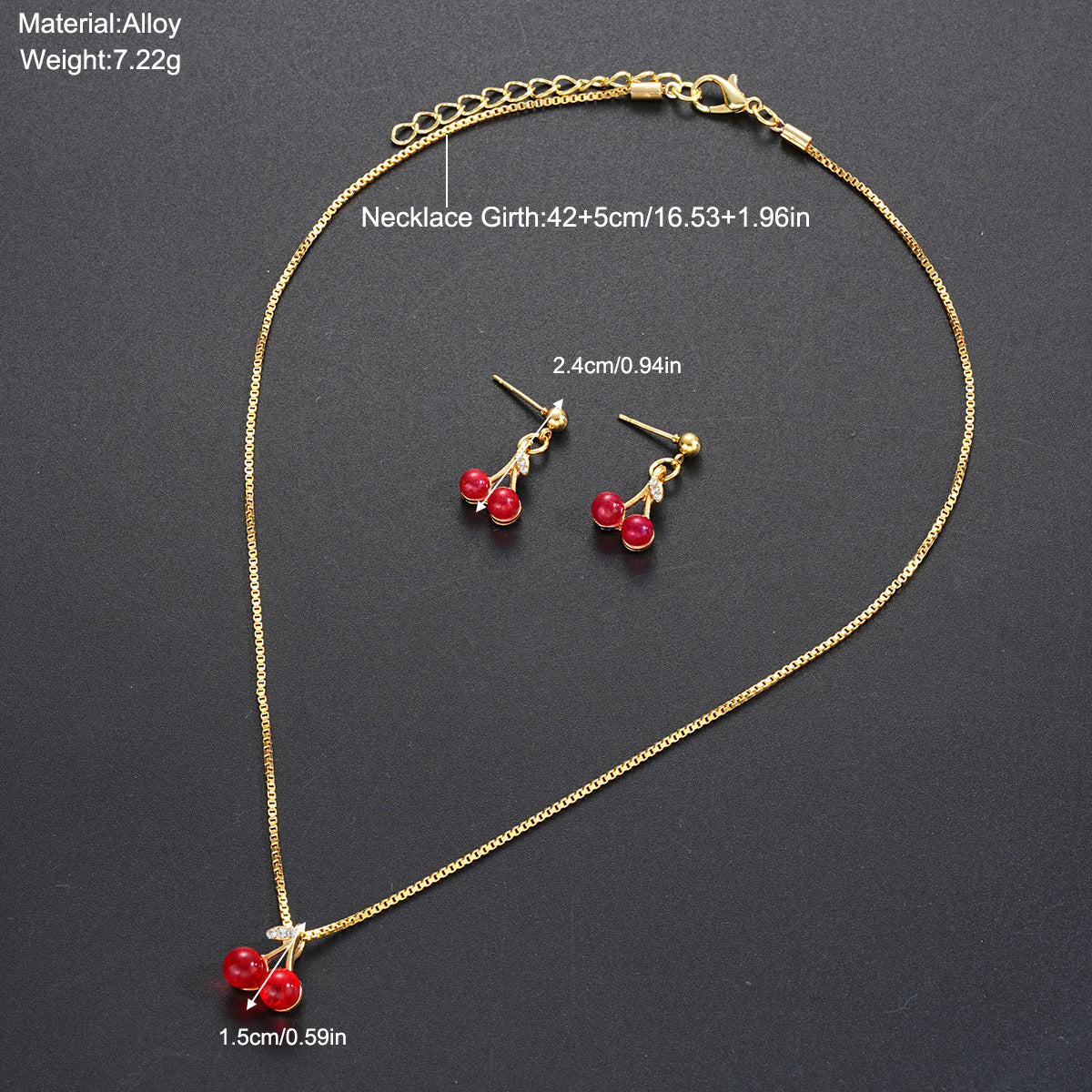 Cherry Earrings & Necklace Set
