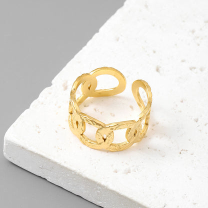 Qizhu Leaf Life Tree Titanium Steel Ring