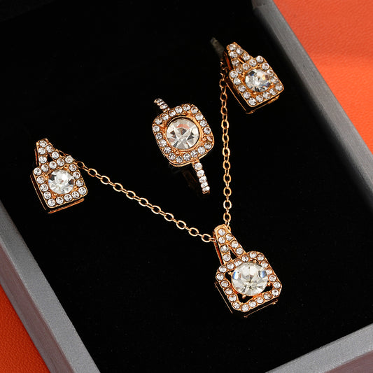 Zirconia Pendant Jewelry 3-Piece Set