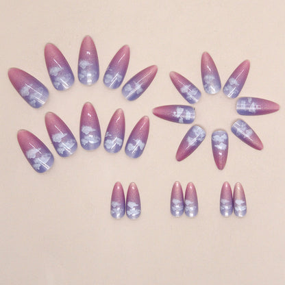 Dreamy Gradient Cloud Almond Fake Nails
