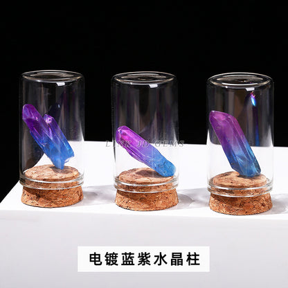 Botella de los deseos con muestra de mineral de roca de cristal 