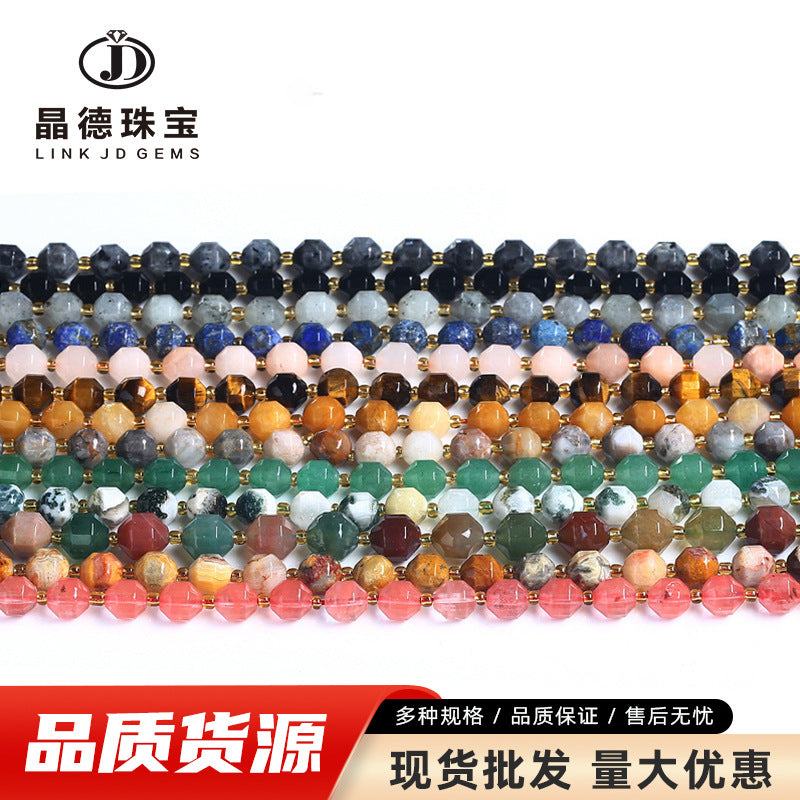 Crystal agate cut olive beads loose beads